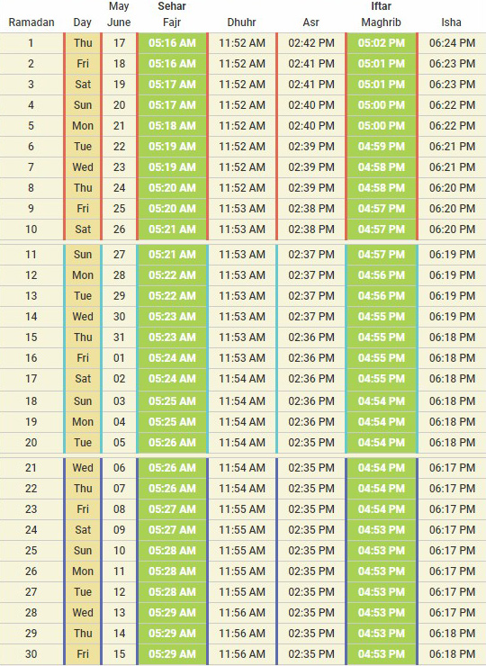 Islamic Prayer Timetable Wallpaper